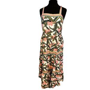 🌴 LOFT Tropical Print Dress – Linen‎ Viscose Blend – Size 6 (#316)